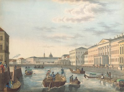 Veduta del fiume Fontanka a San Pietroburgo, 1820 da Unbekannt