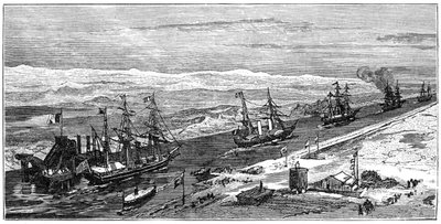 Veduta del Canale di Suez, Egitto, 1900 da Unbekannt