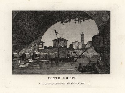 Veduta del Ponte Rotto, Pons Aemilius, nel fiume Tevere, Roma da Unbekannt