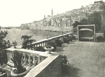 Veduta della città dalla baia, Mentone, Francia, 1895 da Unbekannt