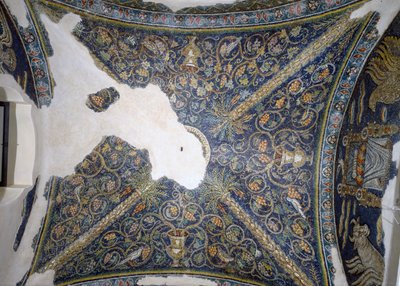 Veduta del soffitto a volta, dalla Cappella di Santa Matrona (affresco) da Unbekannt