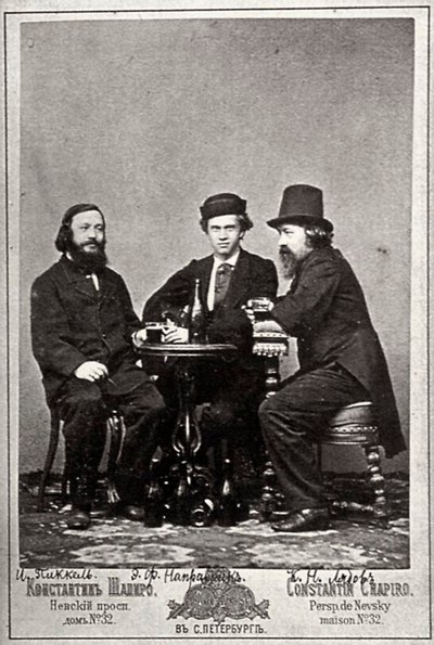 Violinista Johann Pickel con i compositori Eduard Nápravník e Anatoly Lyadov, XIX secolo da Unbekannt