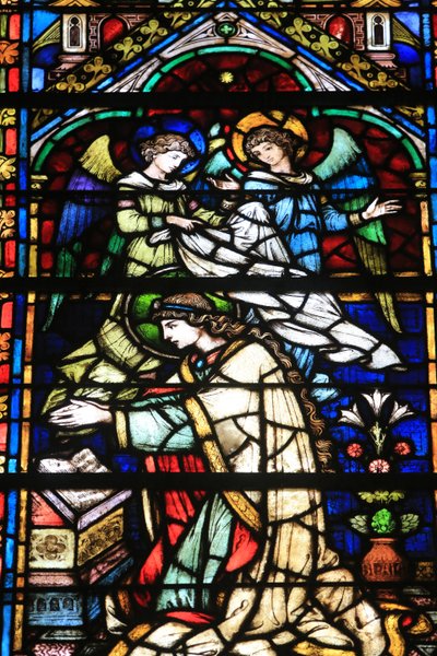 Vergine Maria. Dettagli. Incoronazione della Vergine. Vetrate di Frantz Mayer de Munick 1884. Cappella di Notre Dame de la Ronde. Cattedrale di Santo Stefano di Metz da Unbekannt