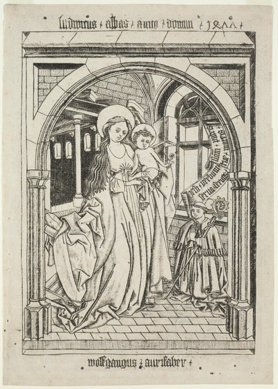 Vergine e Bambino, Abate Ludwig in ginocchio, 1400 da Unbekannt