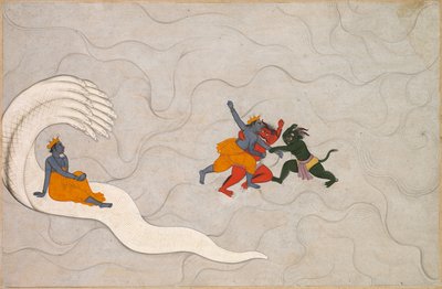 Vishnu combatte Madhu e Kaitabha, da un Markandeya Purana da Unbekannt Unbekannt