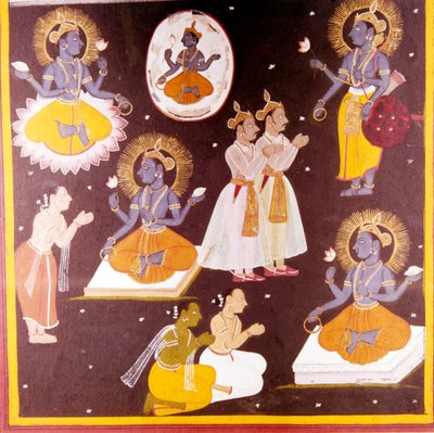 Vishnu venerato in cinque manifestazioni da Unbekannt