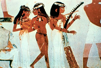 Pittura murale, (dettaglio), Gruppo di Musicisti, Tomba di Nakht, Tebe da Unbekannt