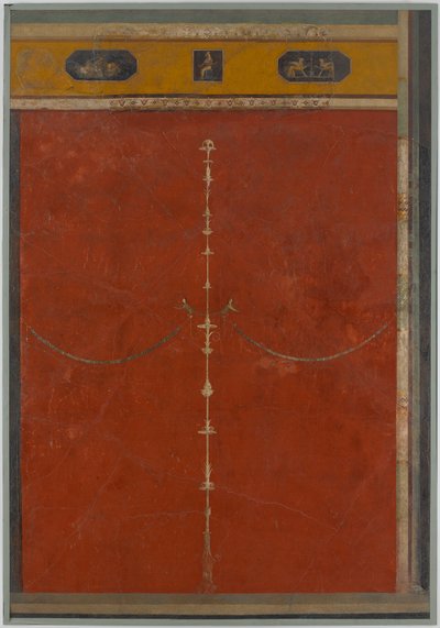 Affresco su fondo rosso: candelabro con fregio, dalla villa imperiale..., I secolo a.C. da Unbekannt