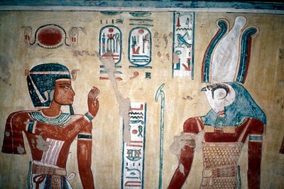 Affresco di Ramesse III davanti a Horus, Valle delle Regine, Luxor, Egitto, XII secolo a.C. da Unbekannt
