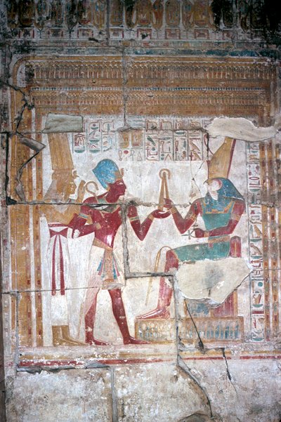 Affresco di Sethos I davanti a Horus, Tempio di Sethos I, Abydos, Egitto, XIX dinastia, c. 1280 a.C. da Unbekannt