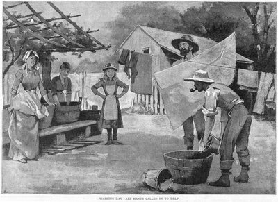 Giorno del bucato - Tutti chiamati ad aiutare, 1889 da Unbekannt