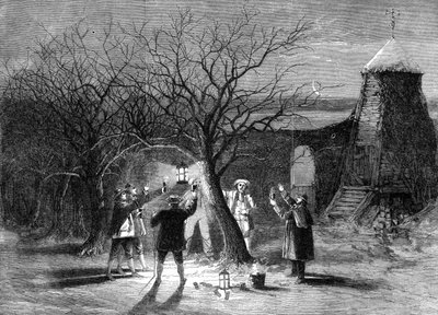 Benedizione degli alberi di mele con sidro caldo nel Devonshire alla vigilia della dodicesima notte da Unbekannt
