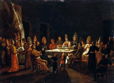 Matrimonio in una casa di mercanti, primo quarto del XIX secolo da Unbekannt