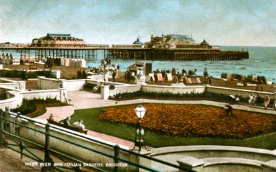 West Pier e Giardini Italiani, Brighton, Sussex, 1928 da Unbekannt