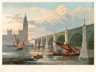 Ponte di Westminster, Londra, visto dalla riva sud del Tamigi, 1858 da Unbekannt