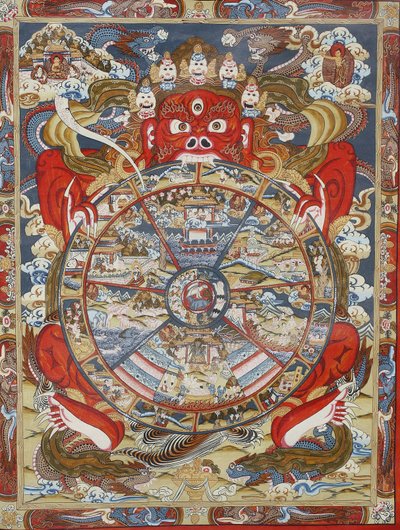 Ruota della vita o ruota del Samsara (Mandala). Monastero di Kopan, Bhaktapur, Nepal da Unbekannt