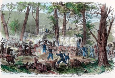 La cavalleria confederata di Wheeler cattura un treno di rifornimenti vicino a Jasper, Tennessee, c1863 da Unbekannt