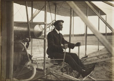 Wilbur Wright nel volantino, 1908 da Unbekannt