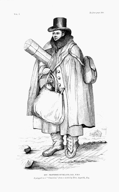 William Buckland, geologo, paleontologo e sacerdote, equipaggiato per esplorare un ghiacciaio, 1875 da Unbekannt