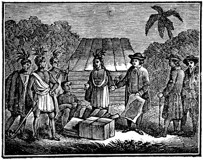 William Penn con i nativi americani, colono quacchero inglese, 1830 da Unbekannt