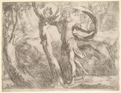 Album di Wilton, folio 10a: Priapo e Lotis, ca. 1530-50 da Unbekannt