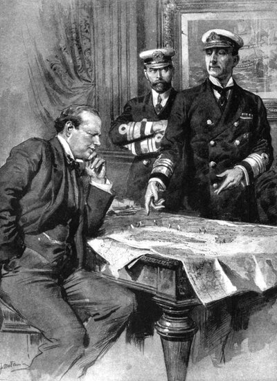 Winston Churchill, Charles Madden e Sir John Jellicoe, Prima Guerra Mondiale, 1914 da Unbekannt