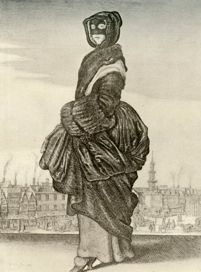 Inverno - Abito invernale da esterno di donna inglese, regno di Carlo I, c1620-1640, 1937 da Unbekannt