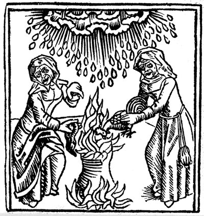 Streghe che lanciano un incantesimo per far piovere, 1489 da Unbekannt