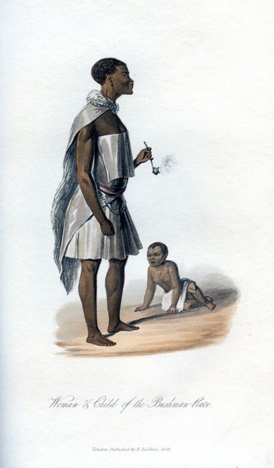 Donna e bambino della razza boscimana, 1848 da Unbekannt