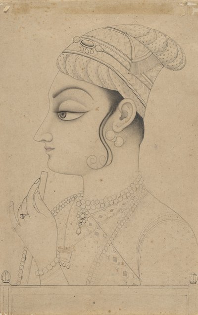 Donna che tiene un flauto e vestita come Krishna, metà-fine XVIII secolo da Unbekannt