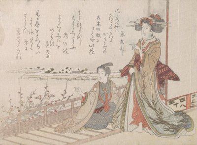 Donna e giovane su una veranda, 1806 da Unbekannt
