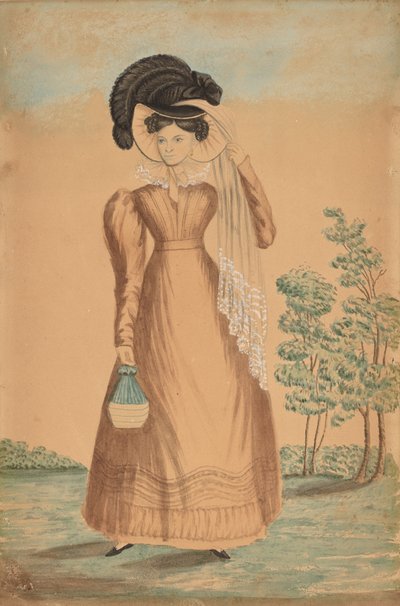 Donna con cappello piumato da Unbekannt
