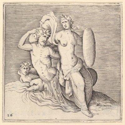 Donna con scudo seduta su mostro marino da Unbekannt