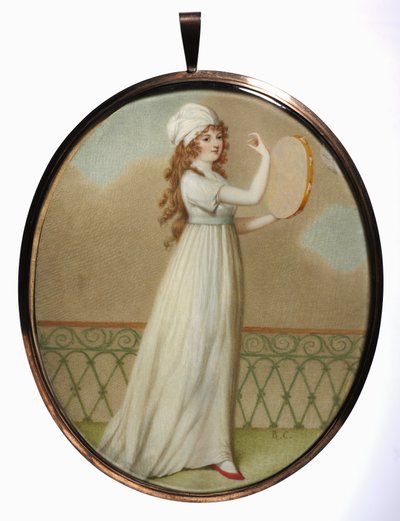 Donna con tamburello, in costume neoclassico, metà-fine XIX secolo da Unbekannt