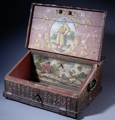 Scatola di legno per contanti o scrittura con ritratto del figlio di Pietro il Grande, ca. 1695 da Unbekannt
