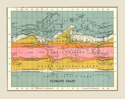 Mappa del mondo con grafico climatico, 1902 da Unbekannt