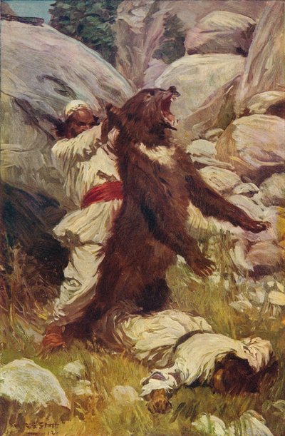 Lotta con un orso, c1912 da Unbekannt