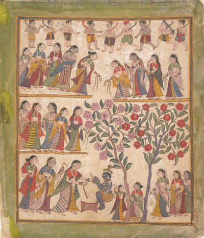 Yashoda lega le mani di Krishna: Pagina da un manoscritto disperso del Bhagavata Purana, 1640-50 da Unbekannt