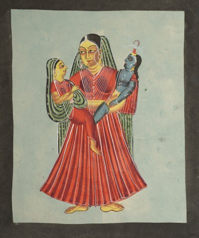 Yasoda che tiene Krishna e Radha, 1800s da Unbekannt