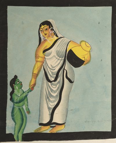 Yasoda porta a spasso il piccolo Krishna, 1800 da Unbekannt