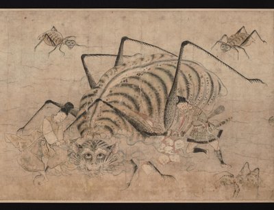 Yorimitsu uccide Tsuchigumo (dettaglio) del rotolo Tsuchigumo no Soshi Emaki, XIII secolo da Unbekannt