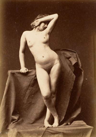 Giovane donna, nuda, di fronte con mano sul viso, 1860s da Unbekannt