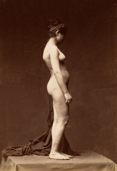 Giovane donna, nuda, figura intera di profilo, 1860s da Unbekannt
