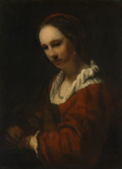 Giovane donna con collana di perle da Unbekannt