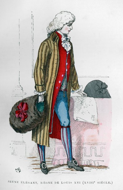 Giovane dandy in costume del regno di Luigi XVI, XVIII secolo 1882-1884 da Unbekannt