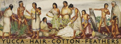 Studio murale di Yucca, Capelli, Cotone, Piume da Unbekannt