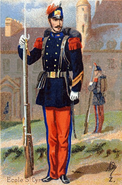 Z: Scuola di Saint Cyr. Incisione in "Military Alphabet". Iniziali dell