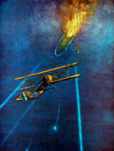 Dirigibile Zeppelin abbattuto a Cuffley, vicino a Enfield, durante un raid aereo su Londra, 1916 da Unbekannt