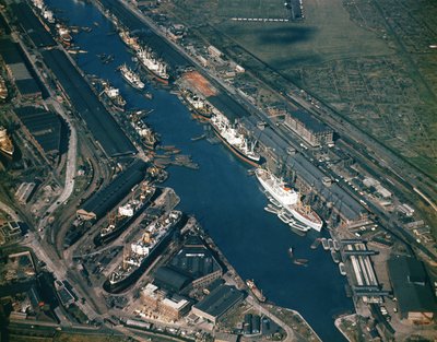 Veduta aerea dei Royal Albert Docks, inaugurati nel 1880 da Unbekannt Unbekannt