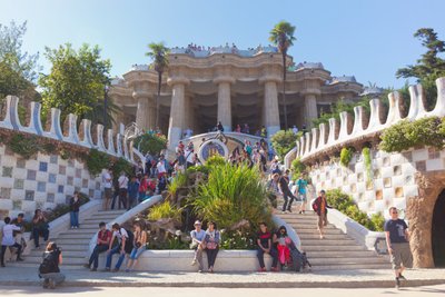 Barcellona, Spagna. Ingresso al Parc Güell, sito patrimonio mondiale dell